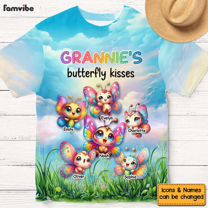 Personalized Gift For Grandma Butterfly Kisses All-over Print T Shirt - Hoodie - Sweatshirt 32785 1