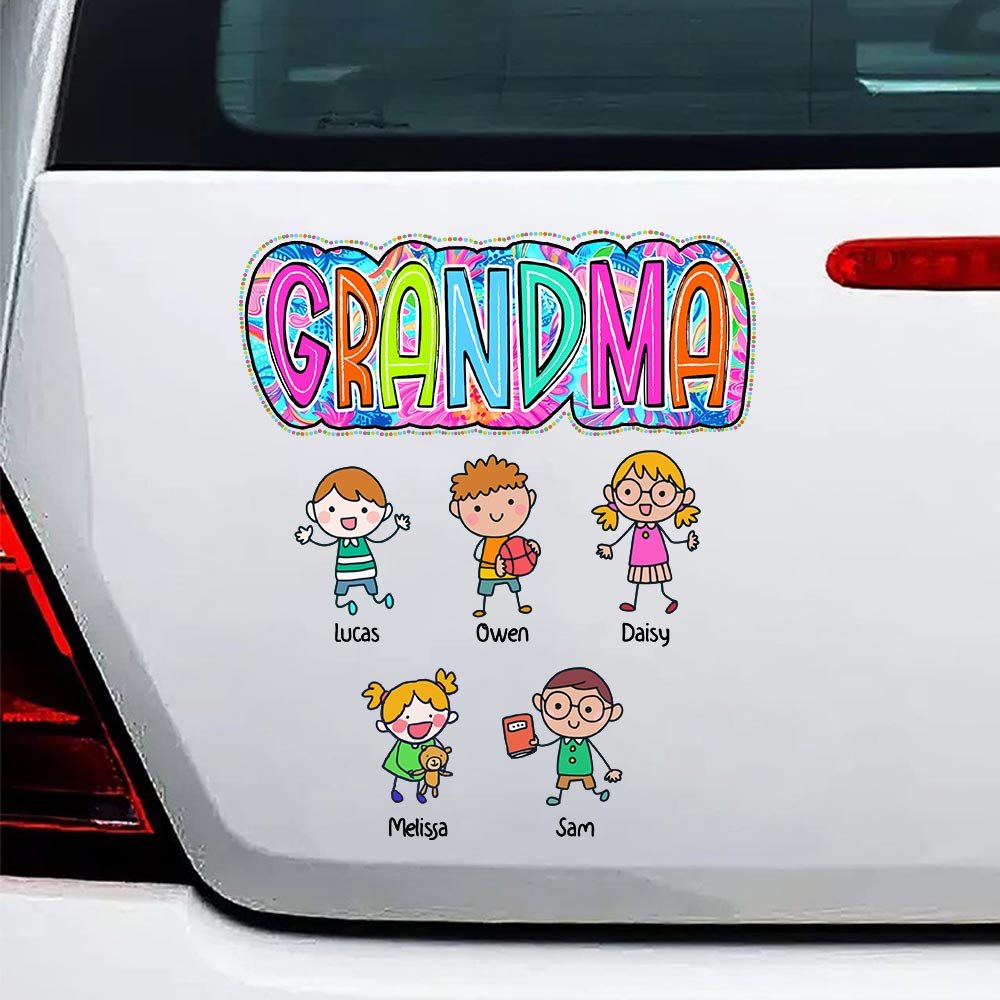 Personalized Gift For Grandma Colorful Doodle Photo Decal 32792 Primary Mockup
