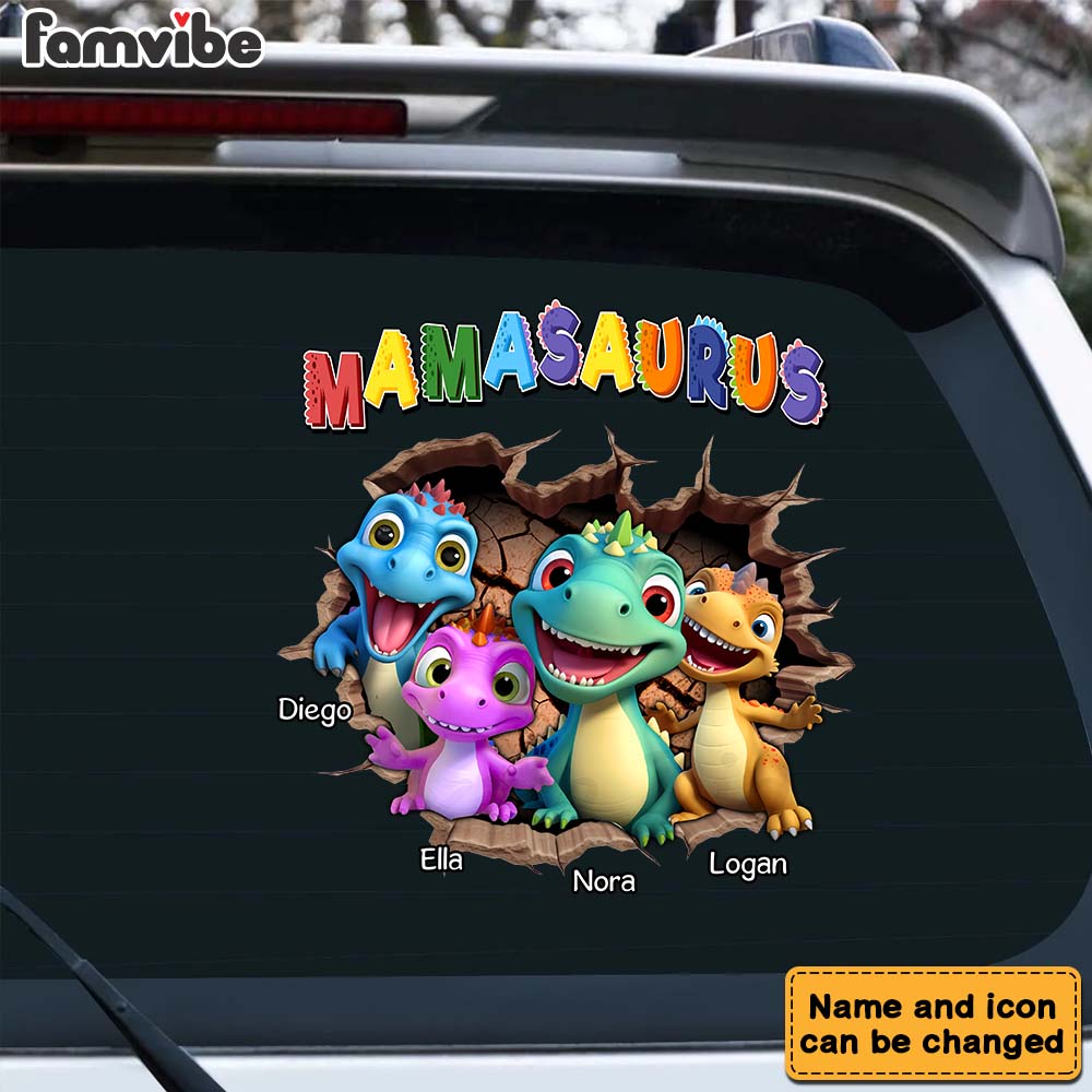 Personalized Gift for Mom Grandma Mamasaurus 3D Icon Photo Decal 32794 Primary Mockup