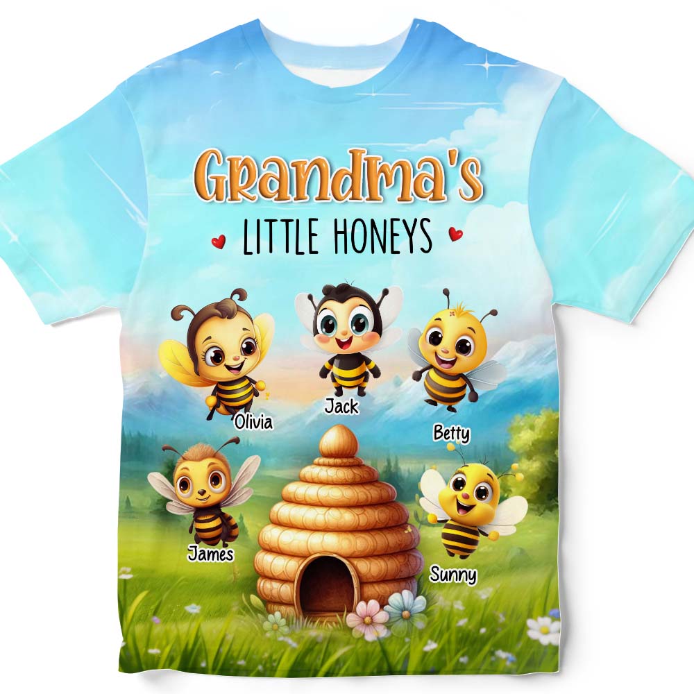 Personalized Gift For Grandma Little Honeys All-over Print T Shirt - Hoodie - Sweatshirt 32803 Primary Mockup