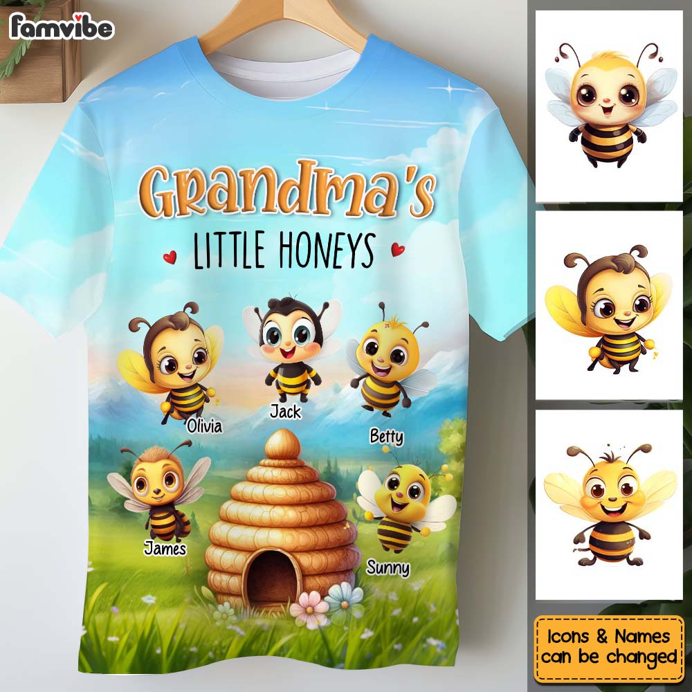 Personalized Gift For Grandma Little Honeys All-over Print T Shirt - Hoodie - Sweatshirt 32803 Primary Mockup