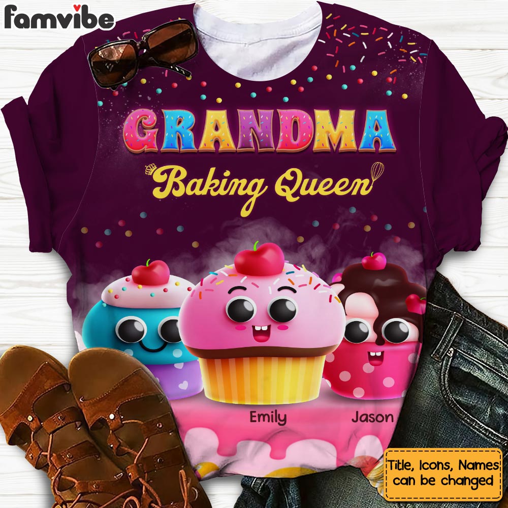 Personalized Personalized Gift For Grandma Baking Queen All-over Print T Shirt - Hoodie - Sweatshirt 32805 Primary Mockup