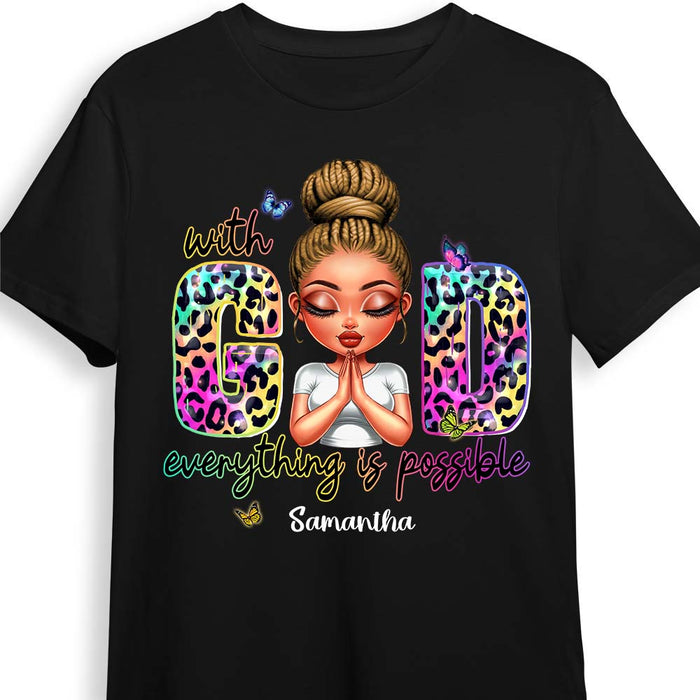 Personalized Gift For Granddaughter With God Everything Is Possible Shirt - Hoodie - Sweatshirt 32809 1