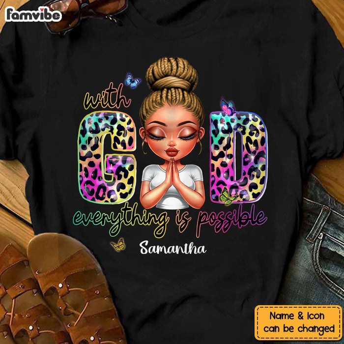 Personalized Gift For Granddaughter With God Everything Is Possible Shirt - Hoodie - Sweatshirt 32809 1