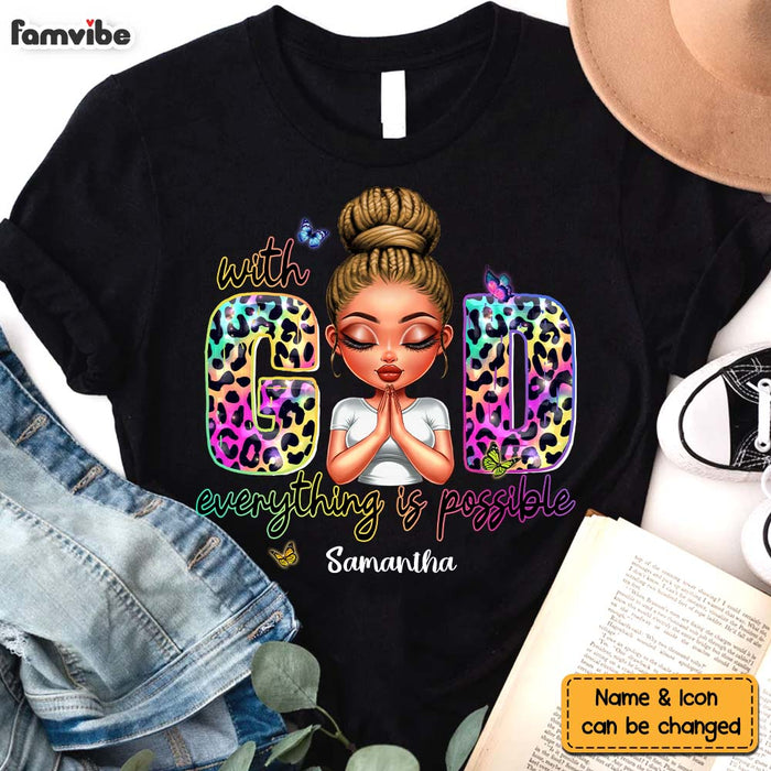 Personalized Gift For Granddaughter With God Everything Is Possible Shirt - Hoodie - Sweatshirt 32809 1