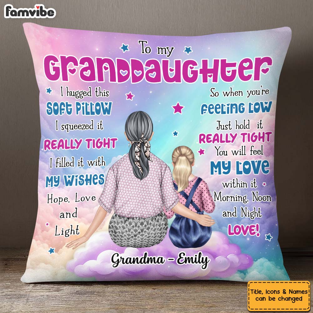 Personalized Gift for Granddaughter Hug this pillow Pillow 32810 Primary Mockup