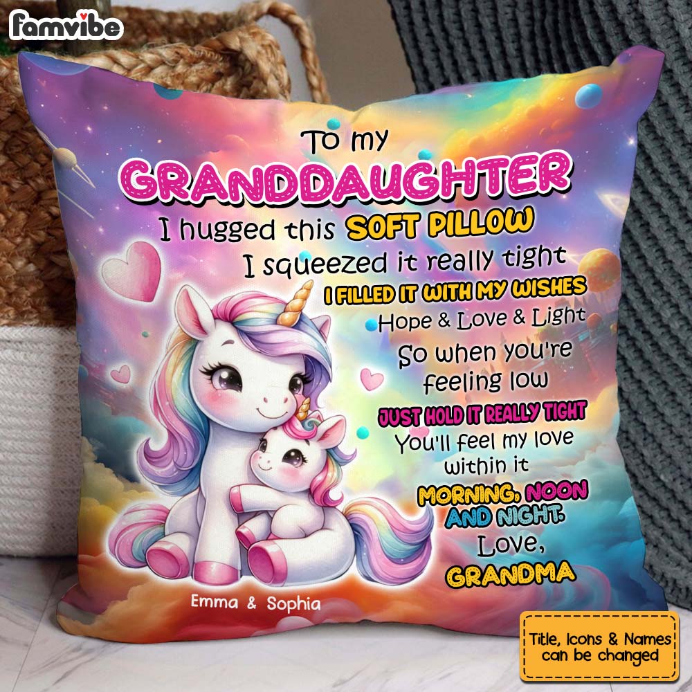 Personalized Gift For Granddaughter Animal Hug This Pillow 32813 Primary Mockup