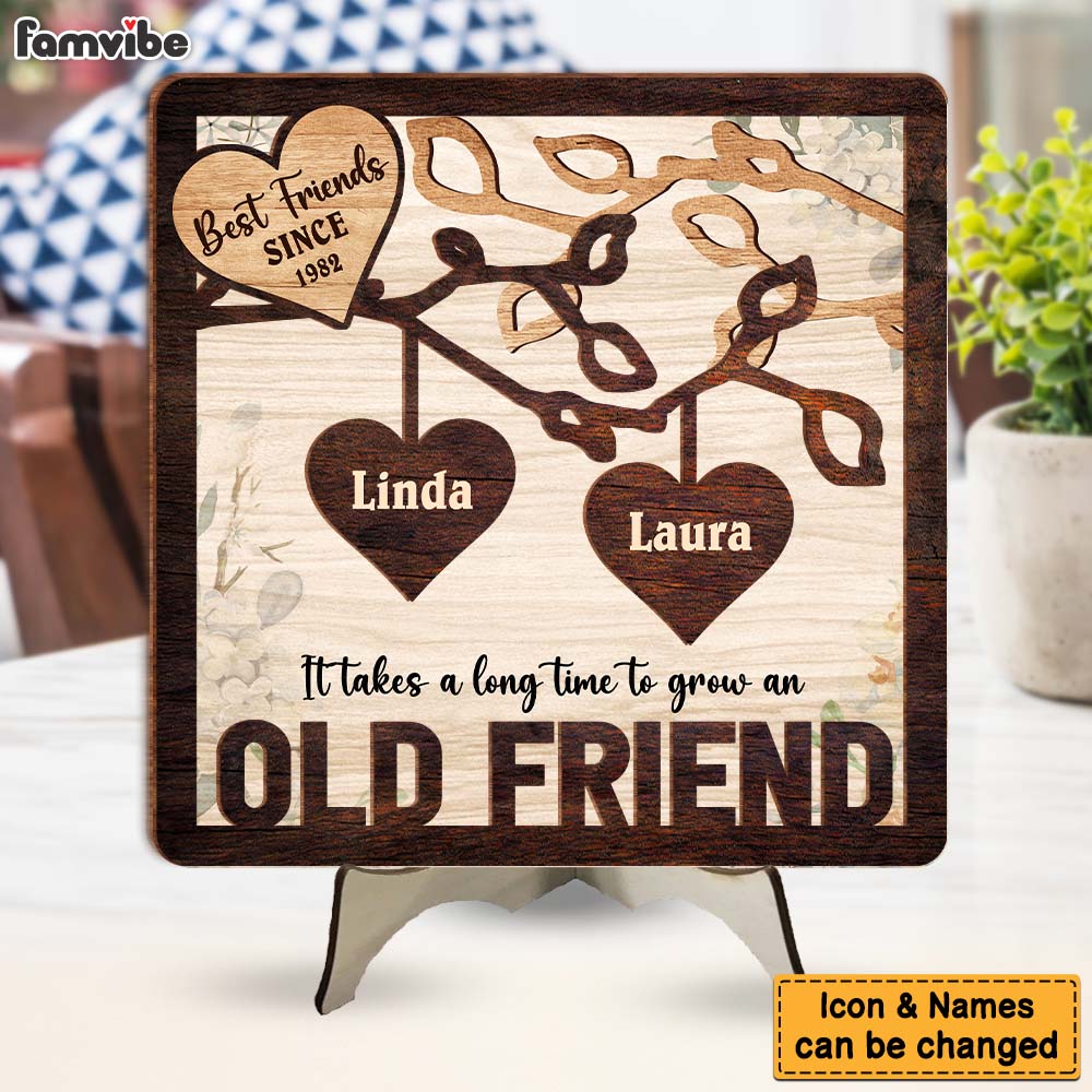 Personalized Gift For Friends Long Time Grow 2 Layered Wooden Plaque32818 Primary Mockup