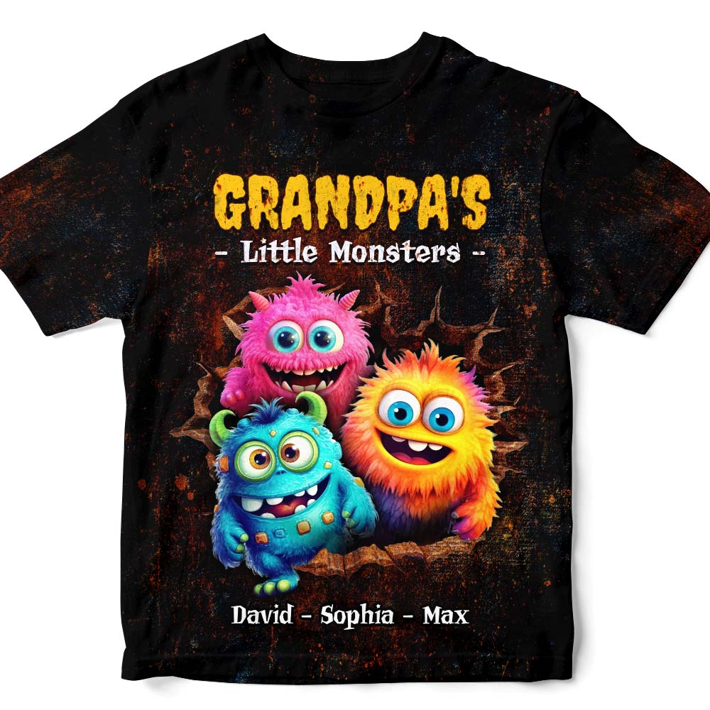 Personalized Gift For Grandpa's Little Monsters All-over Print T Shirt - Hoodie - Sweatshirt 32844 Primary Mockup