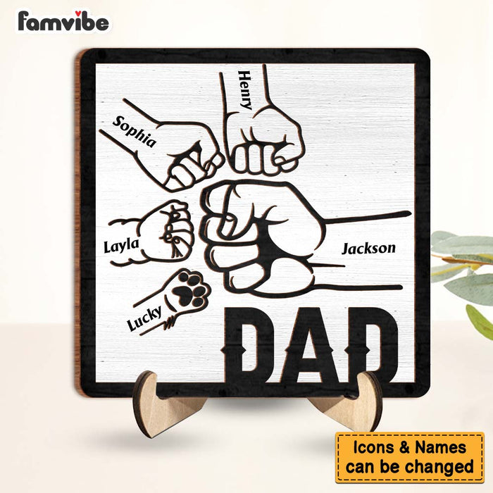 Personalized Gift for Dad Fist Bump 2 Layered Separate Wooden Plaque 32863 1