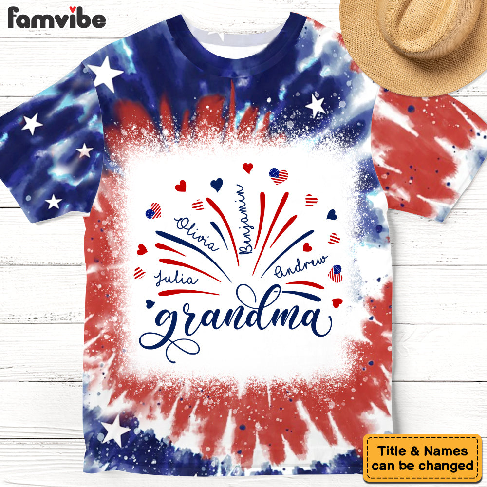 Personalized Gift For Grandma Fireworks Flag All-over Print T Shirt - Hoodie - Sweatshirt 32874 Primary Mockup