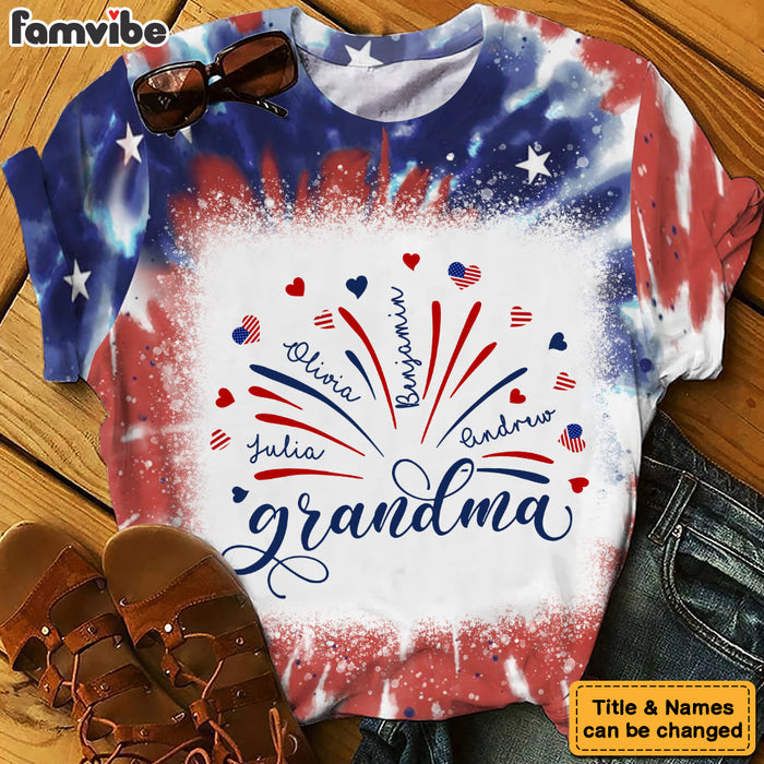 Personalized Gift For Grandma Fireworks Flag All-over Print T Shirt - Hoodie - Sweatshirt 32874 1