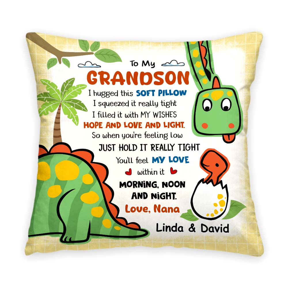 Personalized Gift for grandson Dinosaur  Hug this Pillow 32875 Primary Mockup