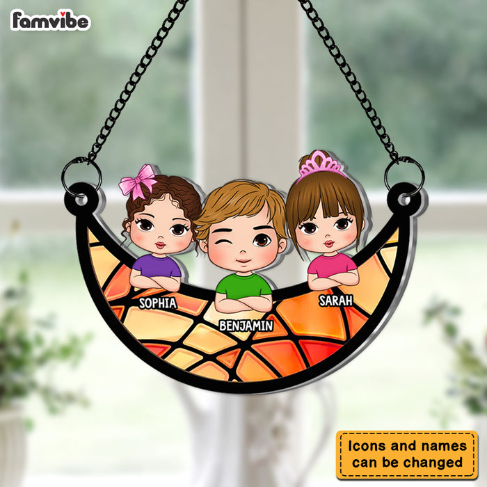 Personalized Gift For Grandma Grandkids On The Moon Acrylic Suncatcher Ornament 32889 1