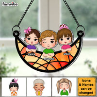 Personalized Gift For Grandma Grandkids On The Moon Acrylic Suncatcher Ornament 32889 thumb 1