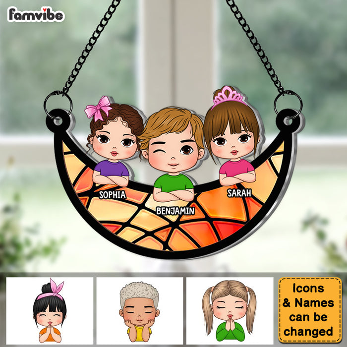 Personalized Gift For Grandma Grandkids On The Moon Acrylic Suncatcher Ornament 32889 1