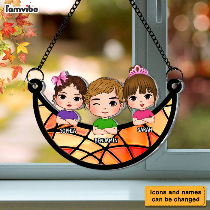 Personalized Gift For Grandma Grandkids On The Moon Acrylic Suncatcher Ornament 32889 1