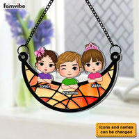 Personalized Gift For Grandma Grandkids On The Moon Acrylic Suncatcher Ornament 32889 thumb 1