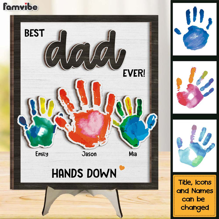Personalized Father's Day Handprint 2 Layered Separate Wooden Plaque 32902 1