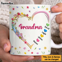 Personalized Gift For Grandma Mom Kids Heart Floral Mug 32906 thumb 1