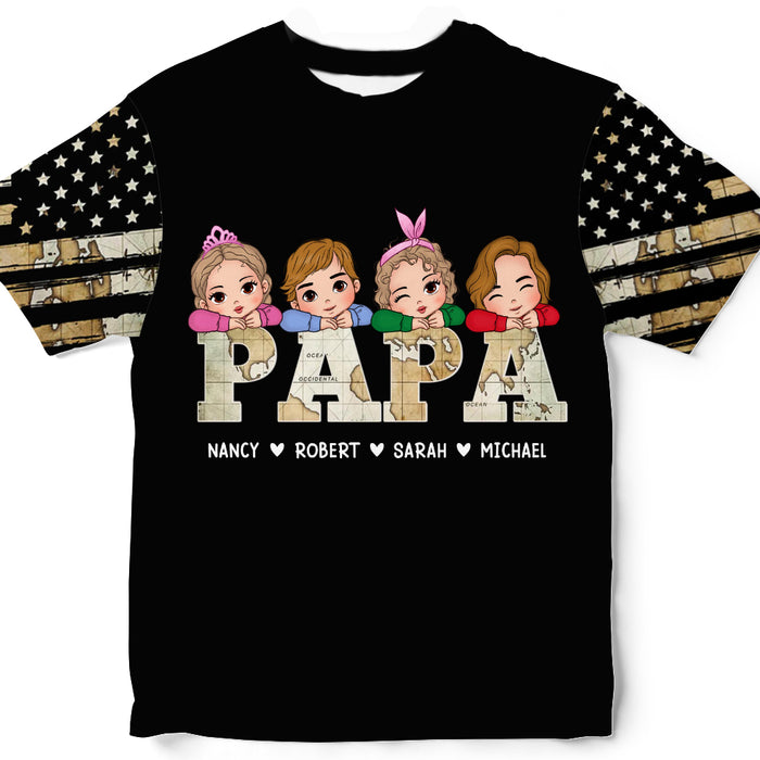 Personalized Gift For Papa and Dad Vintage Map All-over Print T Shirt - Hoodie - Sweatshirt 32942 1