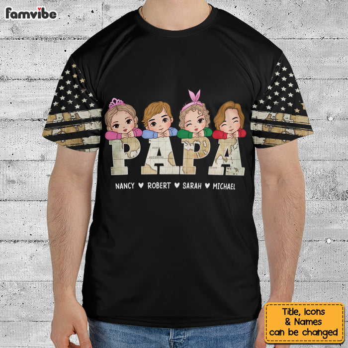 Personalized Gift For Papa and Dad Vintage Map All-over Print T Shirt - Hoodie - Sweatshirt 32942 1