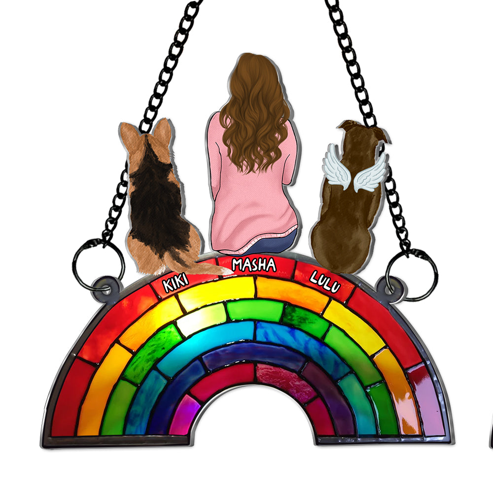 Personalized Gift For Dog Memorial Rainbow Bridge Acrylic Suncatcher Ornament 32951 Primary Mockup