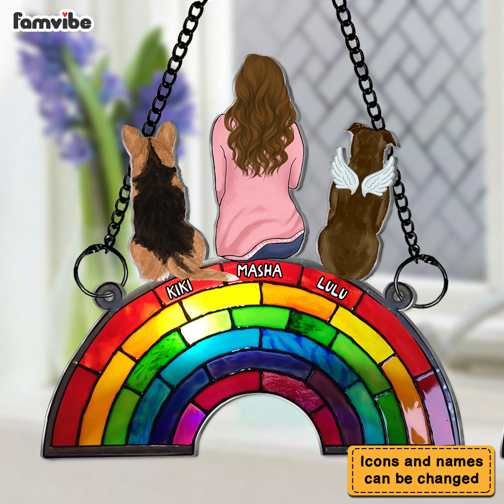 Personalized Gift For Dog Memorial Rainbow Bridge Acrylic Suncatcher Ornament 32951 Primary Mockup