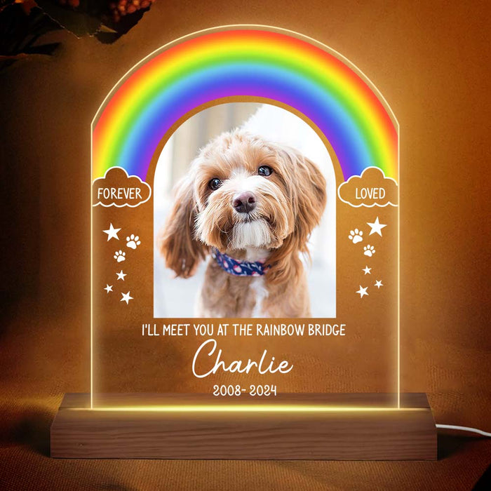 Personalized Gift For Dog Memorial Rainbow Bridge Plaque LED Lamp Night Light 32952 1