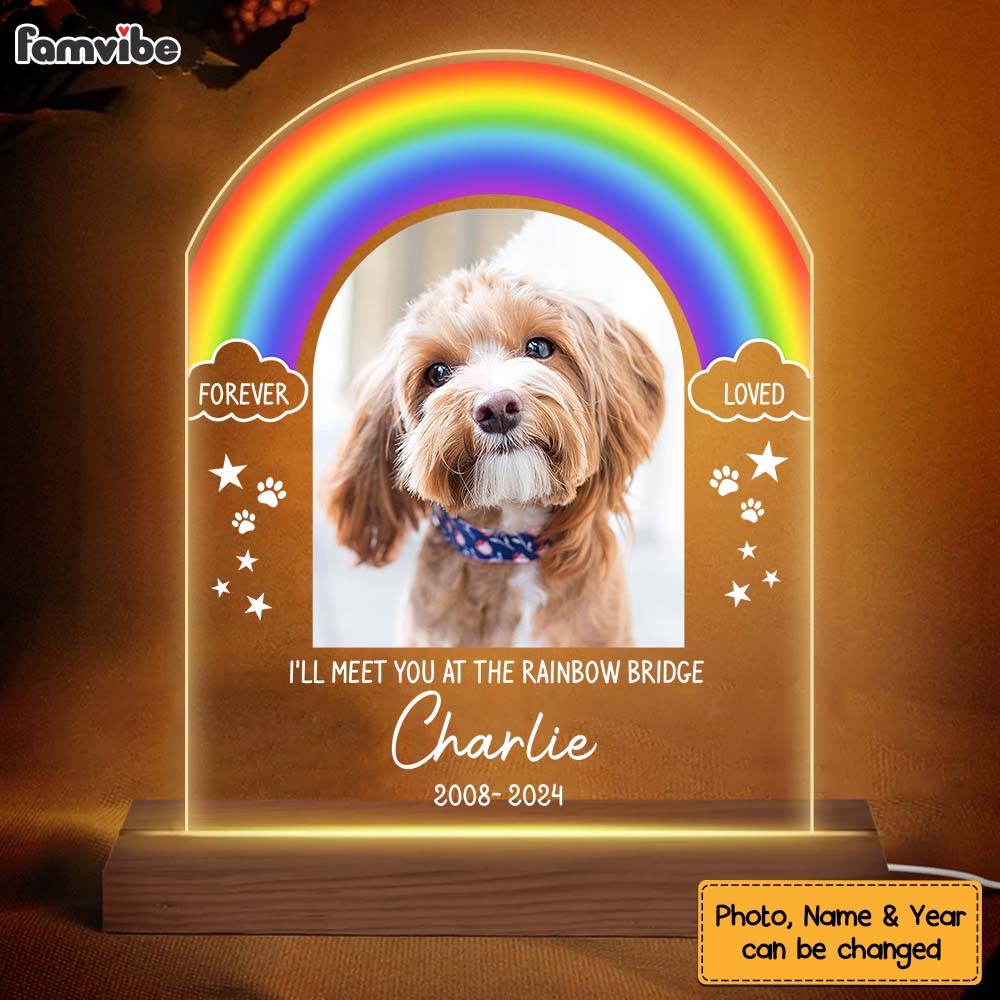 Personalized Gift For Dog Memorial Rainbow Bridge Plaque LED Lamp Night Light 32952 Primary Mockup