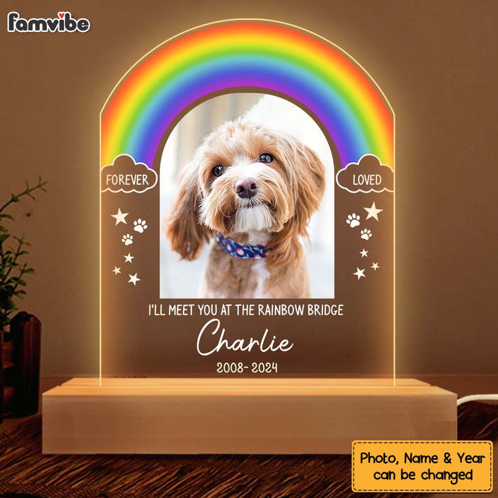 Personalized Gift For Dog Memorial Rainbow Bridge Plaque LED Lamp Night Light 32952 1