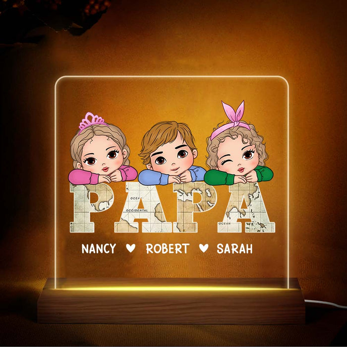 Personalized Gift For Papa and Dad Vintage Map Plaque LED Lamp Night Light 32954 1