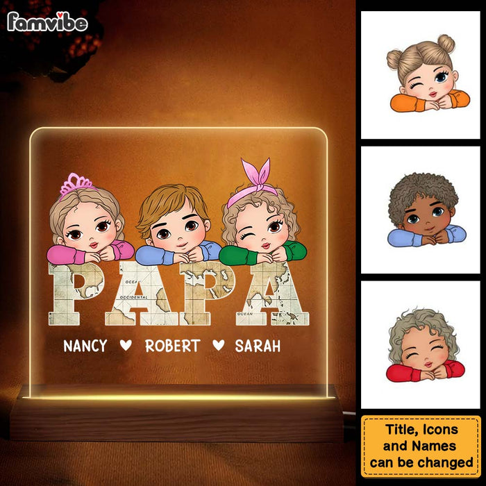 Personalized Gift For Papa and Dad Vintage Map Plaque LED Lamp Night Light 32954 1