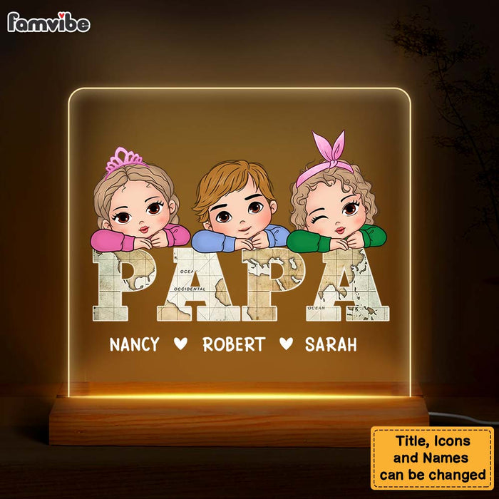 Personalized Gift For Papa and Dad Vintage Map Plaque LED Lamp Night Light 32954 1