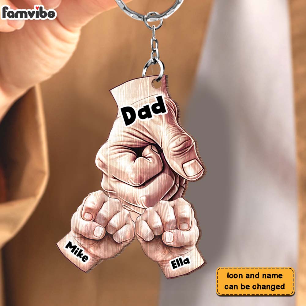 Personalized Gift For Dad and  Son, Daughter Wood Keychain 32961 Primary Mockup