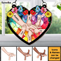 Personalized Gifts For Mom Kids Holding Mom Hand Acrylic Mix Wood Suncatcher Ornament 33008 thumb 1