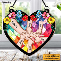 Personalized Gifts For Mom Kids Holding Mom Hand Acrylic Mix Wood Suncatcher Ornament 33008 thumb 1