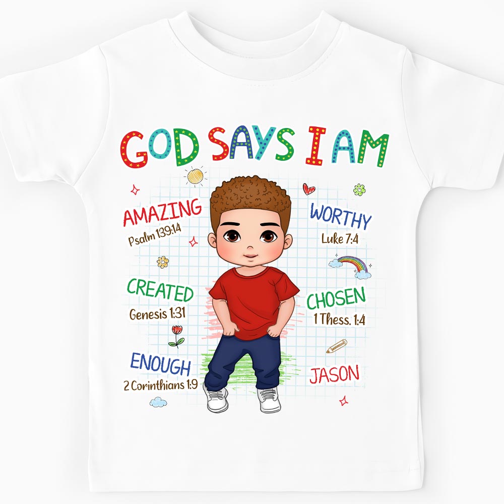 Personalized Gift For Grandson God Says I Am Kid T Shirt - Kid Hoodie - Kid Sweatshirt 33019 Mockup Black