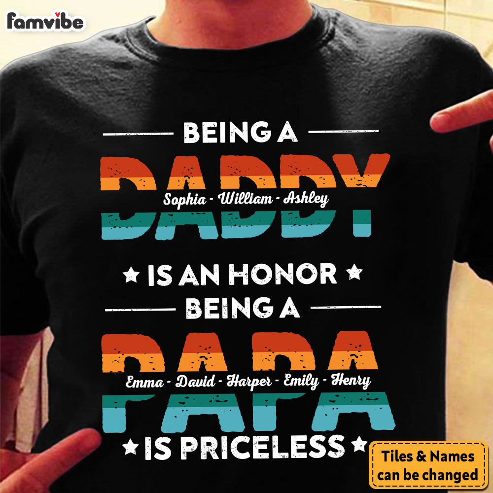 Personalized  Gift For Dad Grandpa Being A Dad Is An Honor Being A Papa Is Priceless Shirt Hoodie Sweatshirt 33028 Primary Mockup