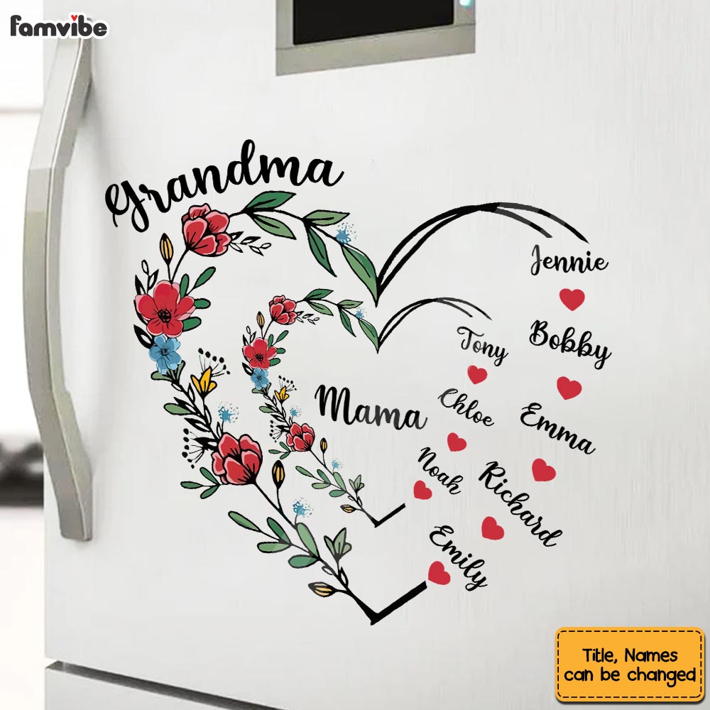Personalized Gift For Grandma Floral Heart Photo Decal 33035 Primary Mockup