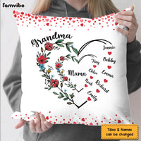 Personalized Gift For Grandma Floral Heart Pillow 33036 thumb 1