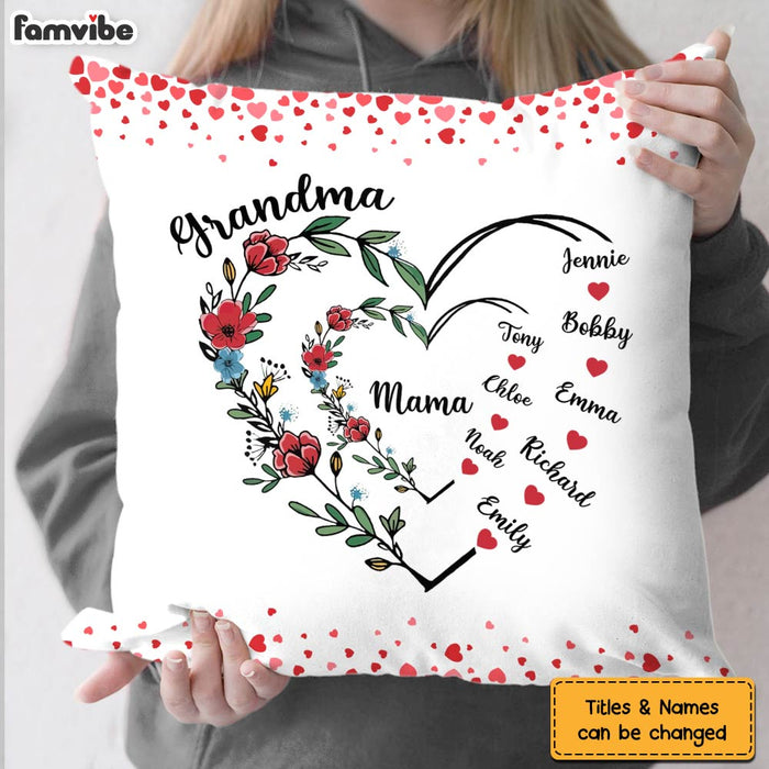 Personalized Gift For Grandma Floral Heart Pillow 33036 1
