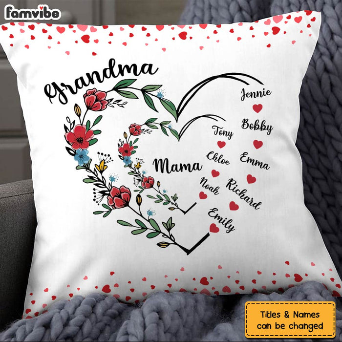 Personalized Gift For Grandma Floral Heart Pillow 33036 1
