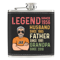 Personalized Husband Dad Grandpa Legend Leather Hip Flask 33040 thumb 1