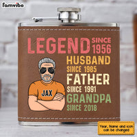 Personalized Husband Dad Grandpa Legend Leather Hip Flask 33040 thumb 1