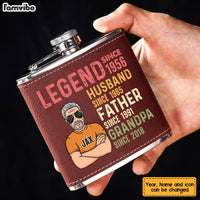 Personalized Husband Dad Grandpa Legend Leather Hip Flask 33040 thumb 1