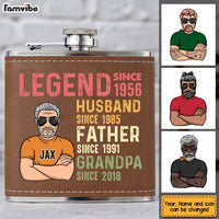 Personalized Husband Dad Grandpa Legend Leather Hip Flask 33040 thumb 1