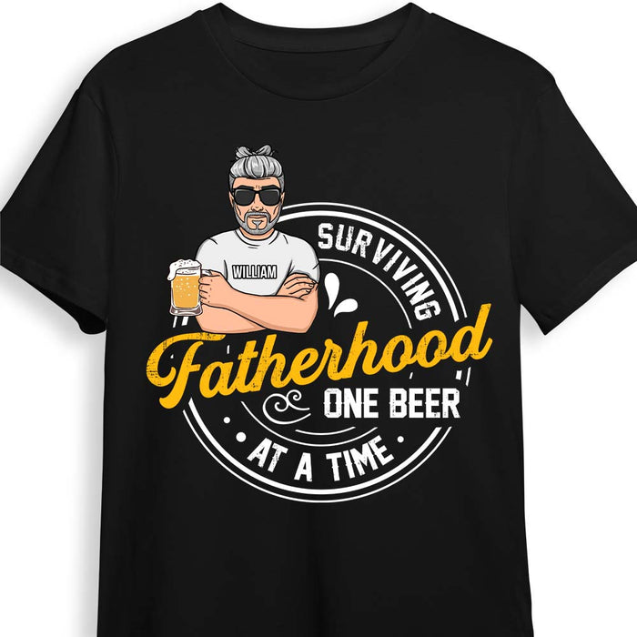 Personalized Gift For Dad Surviving Fatherhood One Beer At A Time Shirt - Hoodie - Sweatshirt 33049 1