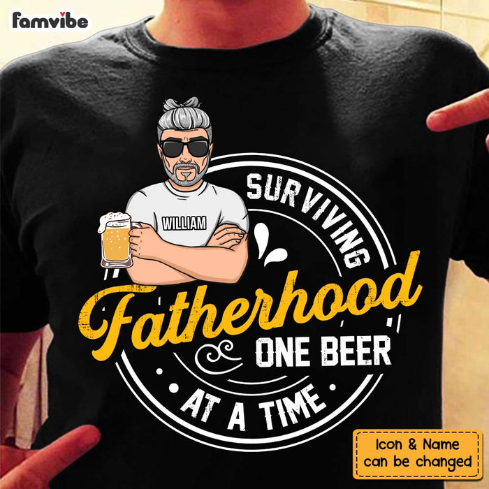 Personalized Gift For Dad Surviving Fatherhood One Beer At A Time Shirt - Hoodie - Sweatshirt 33049 1