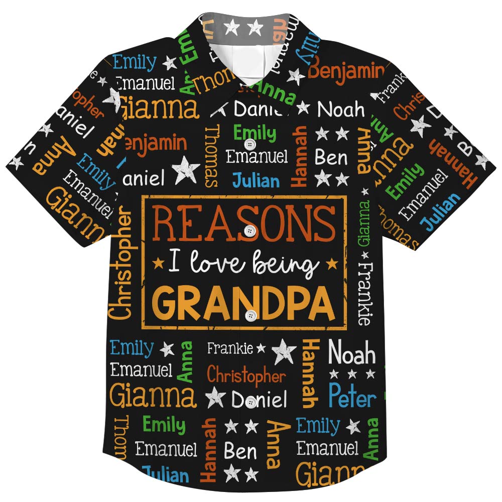 Personalized Gift For Grandpa Word Art Hawaiian Shirt 33052 Primary Mockup